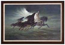''Steeds of Apollo'' Oil on Canvas by Apollo XIII Mission Insignia Designer Lumen Martin Winter -- Scarce Painting From 1981 Is Only ''Steeds of Apollo'' Original Artwork Apart From 1969 Mural